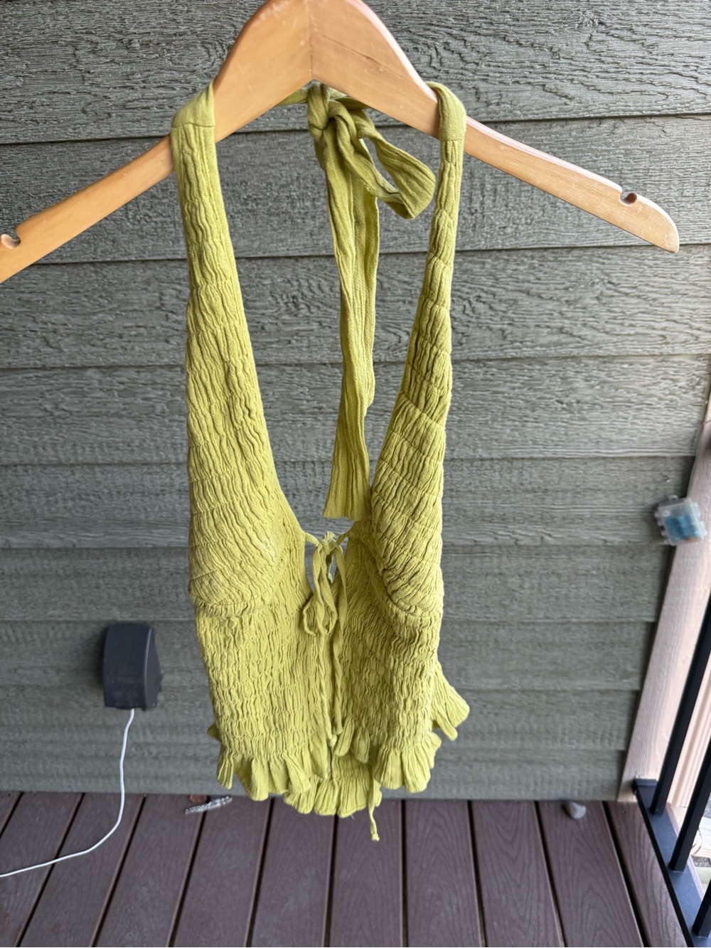 Free People Lime Green Halter Smocked Camisole